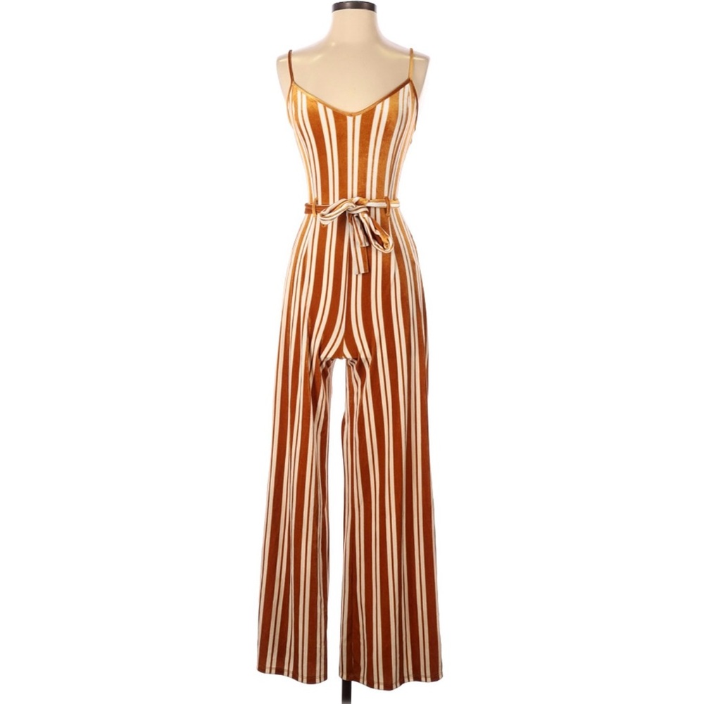 Forever21 Velvet Striped Jumpsuit